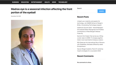 Madras eye is a seasonal infection affecting the front portion of the eyeball