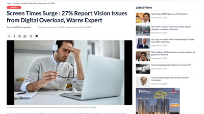 Screen Times Surge : 27% Report Vision Issues from Digital Overload, Warns Expert