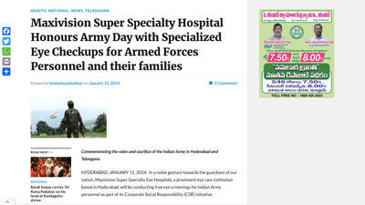 Maxivision Super Specialty Hospital Honors Army Day with Specialized Eye Checkups